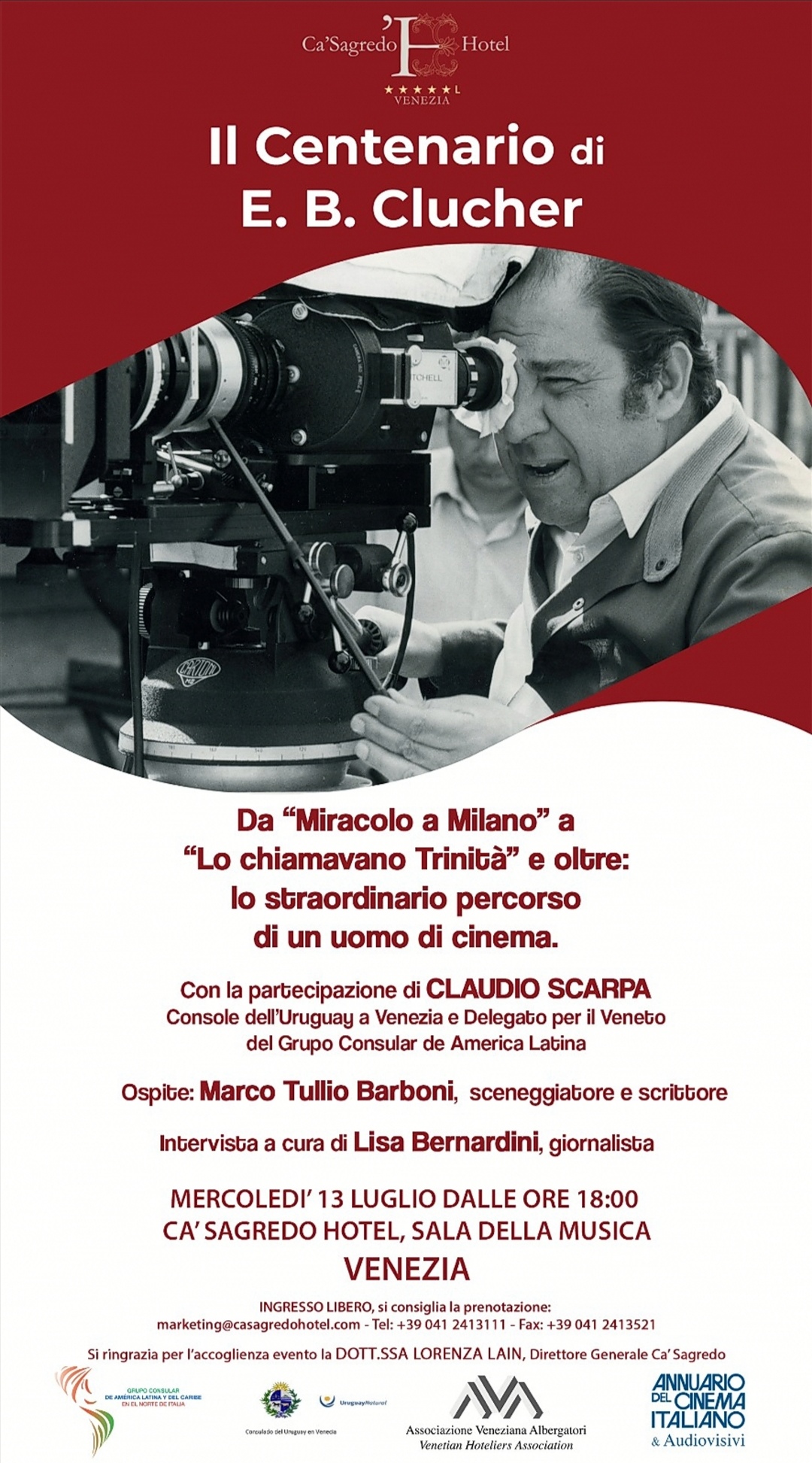 A Venezia, città del Cinema,  per raccontare il Centenario di E. B. Clucher