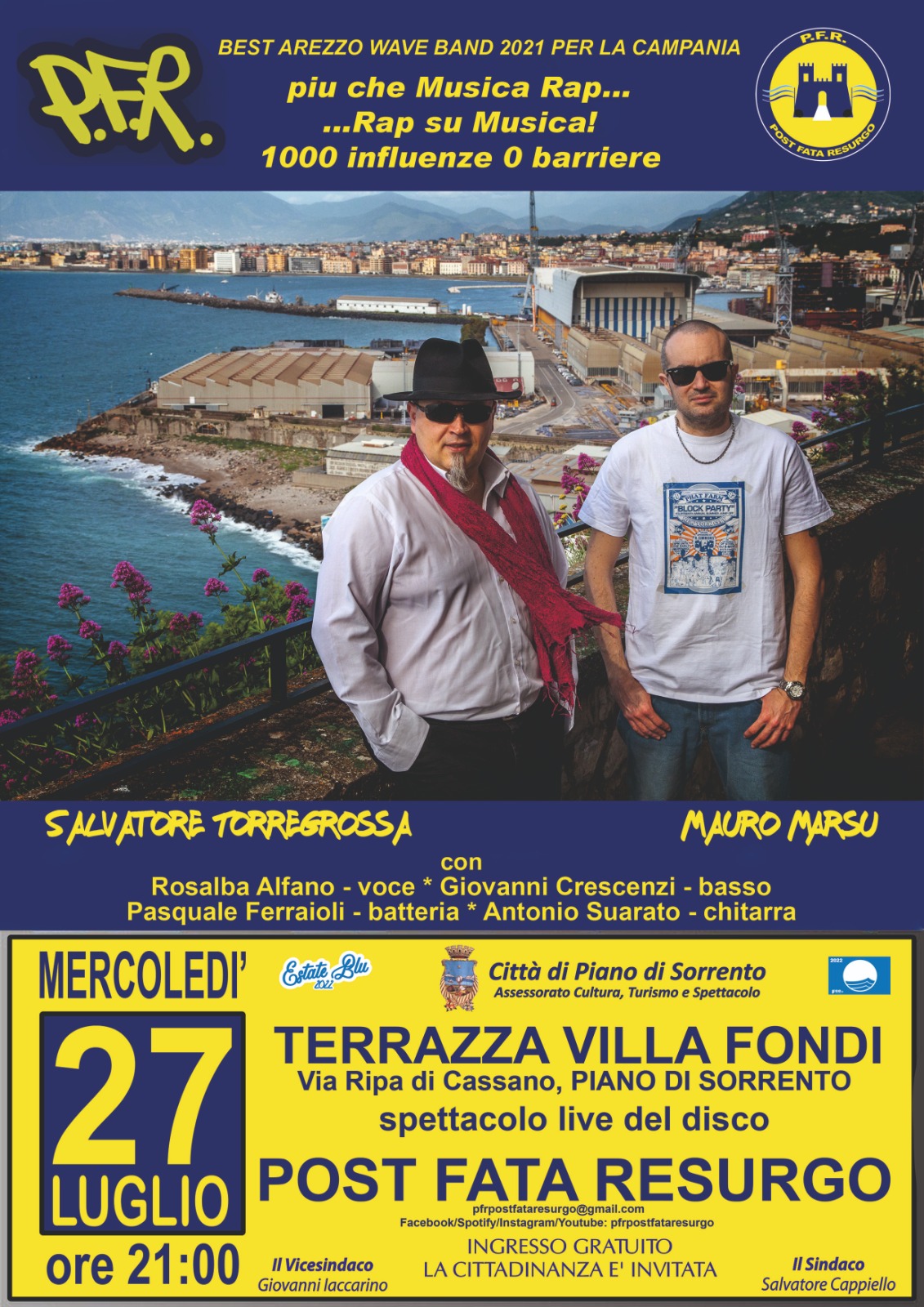 Mercoledì 27 Luglio PFR in concerto a Piano di Sorrento