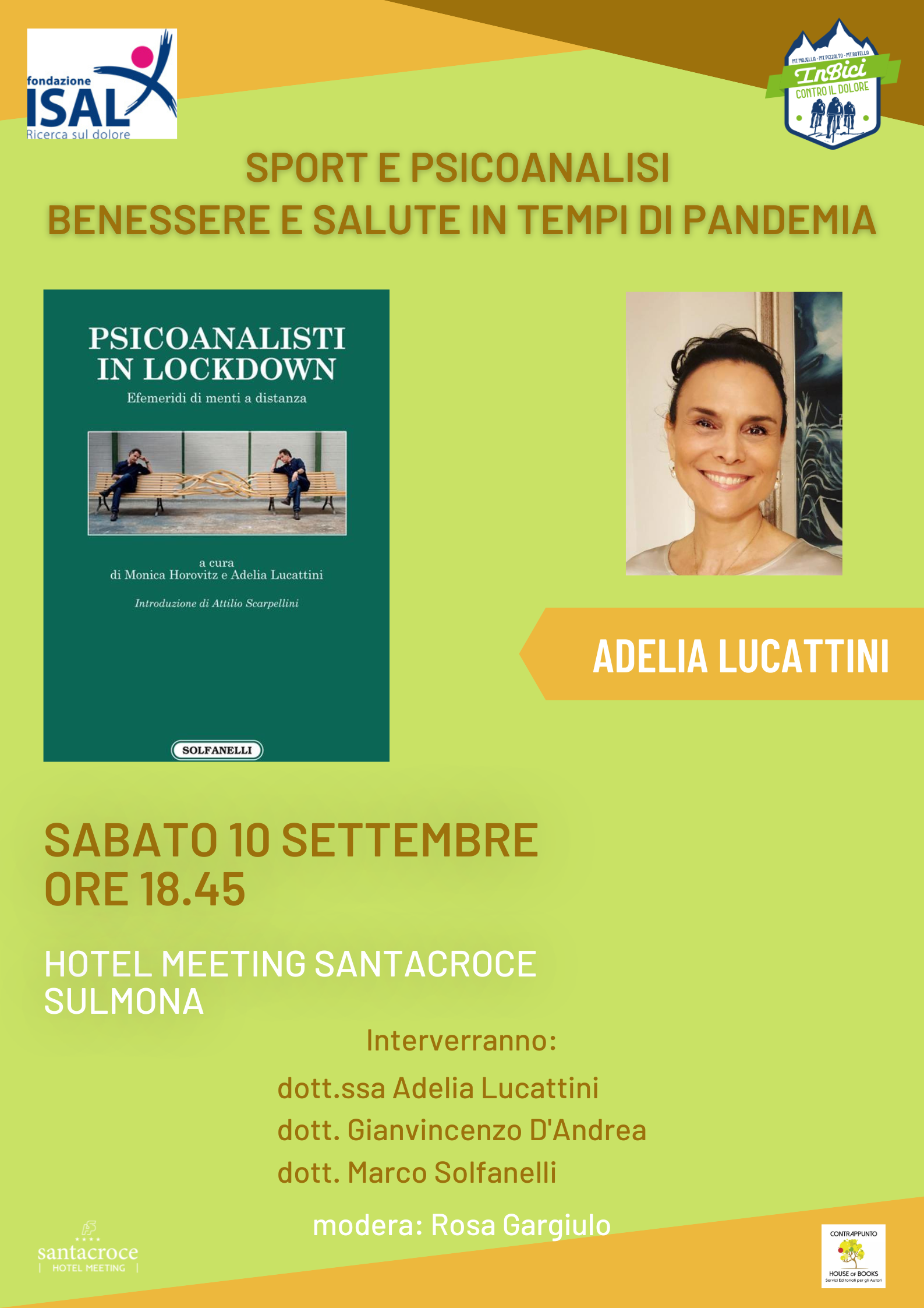 IL 10 SETTEMBRE A SULMONA LA PRESENTAZIONE DI “PSICOANALISTI IN LOCKDOWN” DI ADELIA LUCATTINI