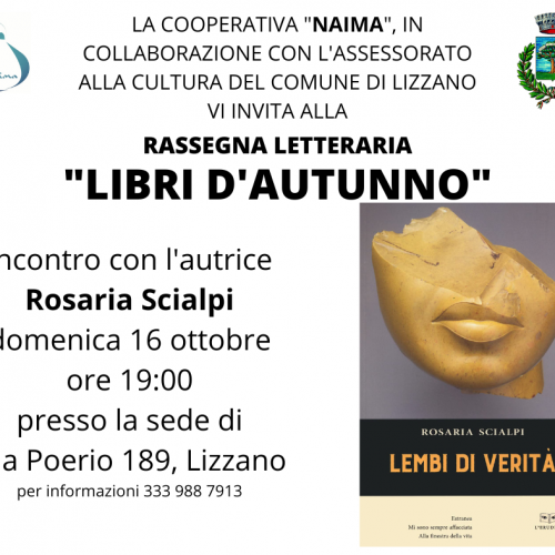 Lembi di verità-I due eventi dedicati al libro dell'autrice tarantina Rosaria Scialpi