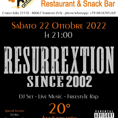 Sabato 22 Ottobre al Kontatto, Sorrento: 20 Anniversario del gruppo Hip Hop Resurrextion 