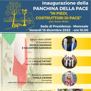 A MONREALE INAUGURAZIONE DELLA PANCHINA DELLA PACE IN MEMORIA DI LUCA ATTANASIO