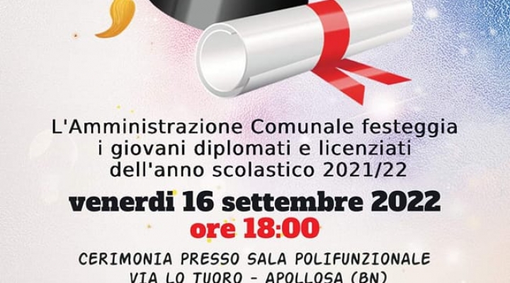 L’Amministrazione comunale di Apollosa ha incontrato i diplomati e licenziati dell’a.s. 2021-2022. Una cerimonia all’insegna della riflessione