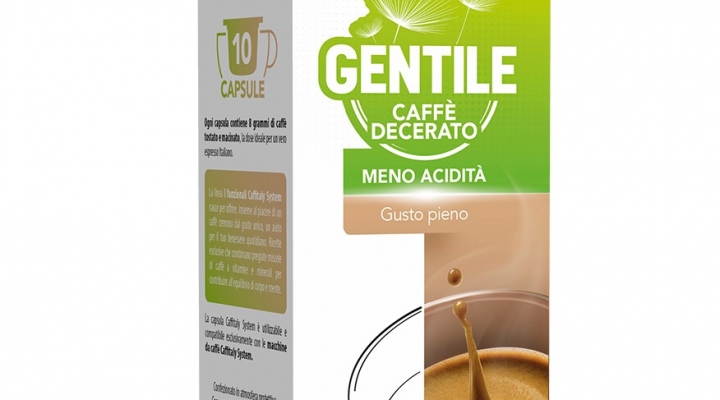 CAFFITALY LANCIA GENTILE  IL CAFFÈ DECERATO DAL GUSTO RICCO,  MA DELICATO PER LO STOMACO