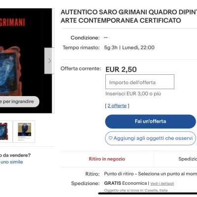 Corsa all’offerta su Ebay per aggiudicarsi il quadro di Saro Grimani