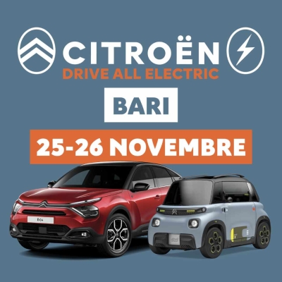 Arriva a Bari la nuova tappa del tour 100% elettrico Citroën per scoprire i vantaggi di  una mobilità a zero emissioni