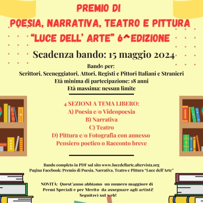 Al via il Premio di Poesia, Narrativa, Teatro e Pittura 