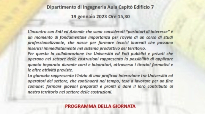 LAUREA PROFESSIONALIZZANTE IN TECNICHE  PER LE COSTRUZIONI E IL TERRITORIO, COLLEGIO DEI GEOMETRI DI PALERMO E DIPARTIMENTO DI INGEGNERIA  PRESENTANO IL PROGETTO FORMATIVO 