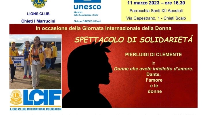 Spettacolo di Solidarietà del Lions Club Chieti I Marrucini e Club UNESCO Chieti con l’attore Pierluigi Di Clemente