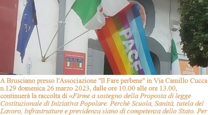 Brusciano “Il Fare perbene” raccoglie firme contro l’Autonomia differenziata. (Scritto da Antonio Castaldo)