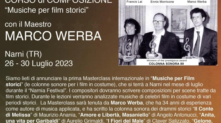  Musiche per Film Storici: Marco Werba docente al Narnia Festival