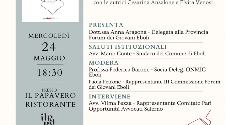 Forum dei Giovani Eboli: Continuano gli Aperitivi Letterari con le poetesse Cesarina Ansalone e Elvira Venosi.