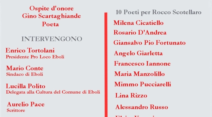 EBOLI RICORDA ROCCO SCOTELLARO PER I CENTO ANNI DELLA NASCITA 