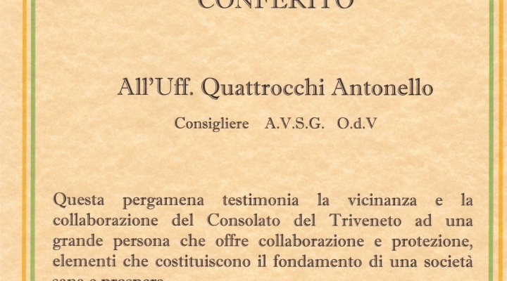 Il Consolato Onorario della Costa D'Avorio premia il dottor Antonello Quattrocchi