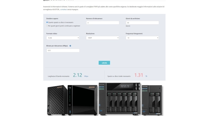 Con l'innovativo selettore NVR di ASUSTOR identificare la soluzione più adatta alle proprie esigenze diventa semplice 