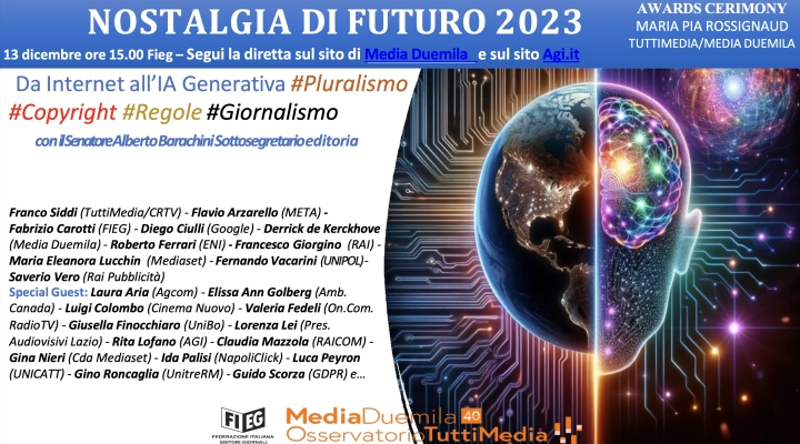 Il 13 dicembre in Fieg “Nostalgia di Futuro 2023” XV edizione