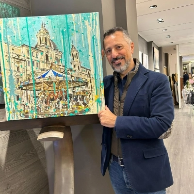 L’omaggio dell’artista palermitano Marco Favata alla città di Roma  nelle opere “Basilica dei Santi Ambrogio e Carlo al Corso” e “Piazza Navona”