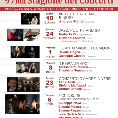 Al via sabato 10 febbraio la 97a Stagione dei Concerti dell’Accademia Tadini di Lovere (Bg)