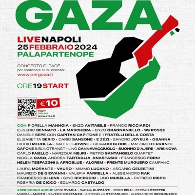 “LIFE for GAZA”, il concerto di pace per sostenere aiuti umanitari da destinare alle terre della Palestina che si terrà domenica 25 febbraio al Palapartenope.