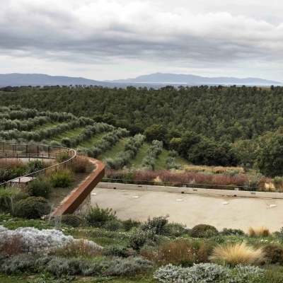 NELLA MAREMMA TOSCANA LA NUOVA CANTINA DELLA TENUTA IL QUINTO SI INTEGRA A MERAVIGLIA CON IL PAESAGGIO 