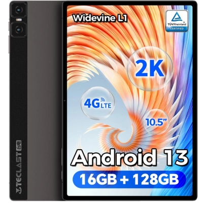 ECLAST T45HD Tablet Android 13 10,5 Pollici | 16 GB RAM + 128 GB ROM | Display 2K | Widevine L1 | Dual SIM