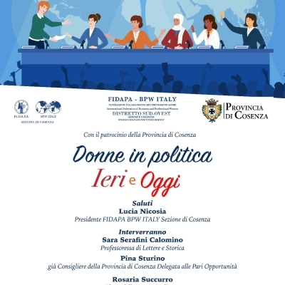 La Fidapa di Cosenza presenta il convegno “Donne in politica ieri e oggi”