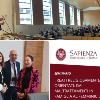 ROMA, L’ON. MARTINA SEMENZATO AL SEMINARIO SUI REATI RELIGIOSAMENTE ORIENTATI A LA SAPIENZA. PRESENTE ANCHE IL GIUDICE DE GIOIA