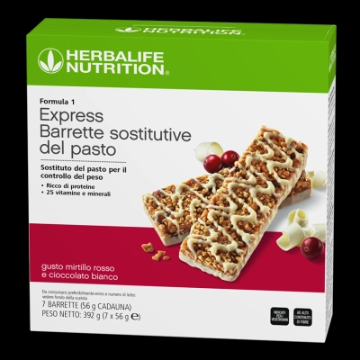 Herbalife presenta il nuovo gusto Mirtillo Rosso e Cioccolato Bianco della Barretta Sostitutiva del pasto Formula 1 Express