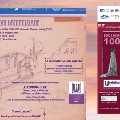 Il 28 maggio Pierfranco Bruni all'Università Federico II di Napoli raccontando la luna di d'Annunzio negli occhi di Eleonora Duse