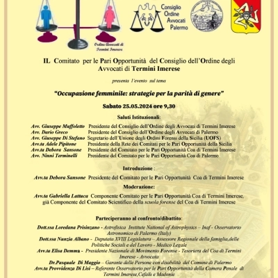 Parità di genere e occupazione femminile, all’Assemblea Regionale Siciliana un convegno a cura del Comitato Pari Opportunità del Consiglio dell’Ordine degli Avvocati di Termini Imerese 