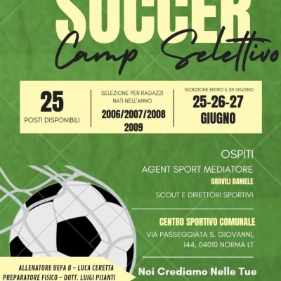 Arriva a Norma il Soccer Camp selettivo