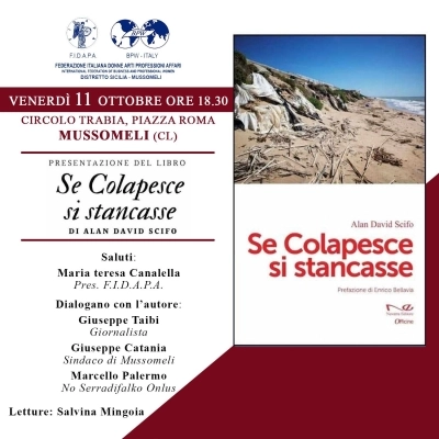 A Mussomeli (CL) la presentazione di “Se Colapesce si stancasse”, lo straordinario reportage di Alan David Scifo edito da Navarra e dedicato all’inquinamento in Sicilia