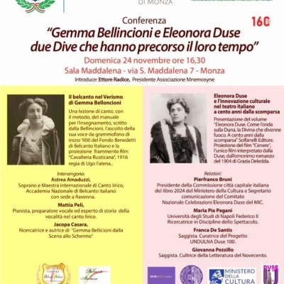 Comitato per le celebrazioni del centenario di Eleonora Duse alla conferenza su Duse e Bellincioni