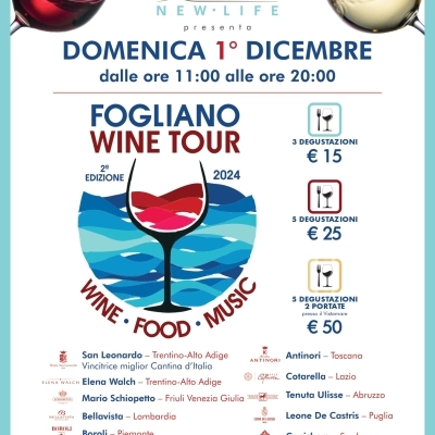 FOGLIANO WINE TOUR: DOMENICA 1° DICEMBRE FOOD E WINE ALL’HOTEL FOGLIANO DI LATINA.