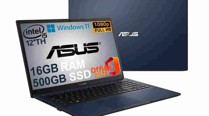 Notebook ASUS con CPU Intel i5 di 12th Gen, 16GB RAM, SSD 512GB, Windows 11 Pro e Office 2021 - Pronto All'Uso