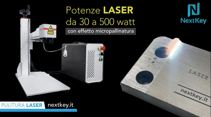 Micropallinatura su acciaio inox, ferro e alluminio ottenuta con macchine laser fibra