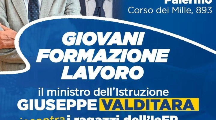 Il ministro dell’Istruzione Giuseppe Valditara e il senatore Nino Germanà in visita nella sede dell’E.S.F.O. a Palermo