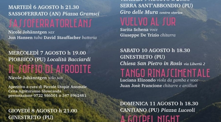 Folk, tango, jazz, canzone d’autore e gospel: dal 5 all’11 agosto tornano i suoni del mondo con la settima edizione del festival Alte Marche