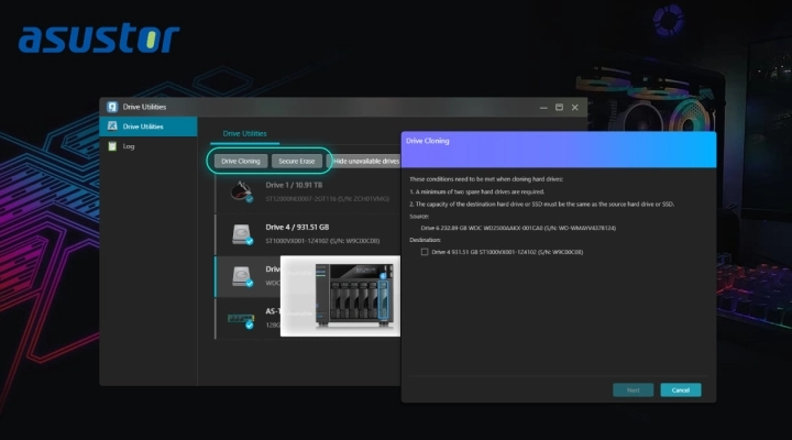ASUSTOR rilascia Drive Utilities, un’app per la manutenzione degli hard disk, la loro clonazione e la cancellazione sicura dei dati