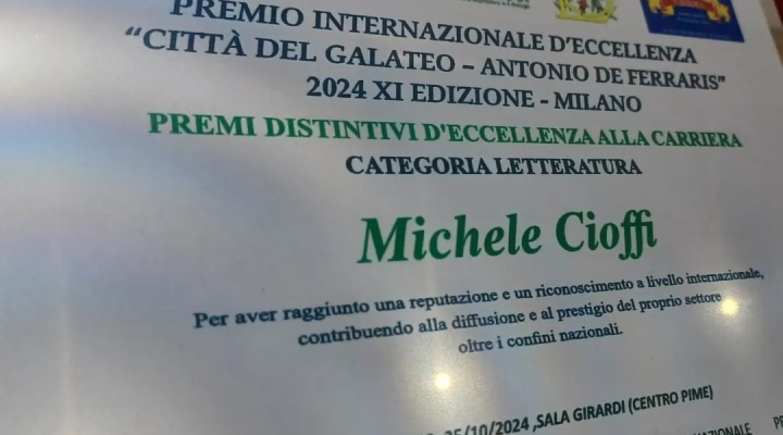 L'Aforista di Nettuno Michele Cioffi Premiato come Eccellenza Internazionale