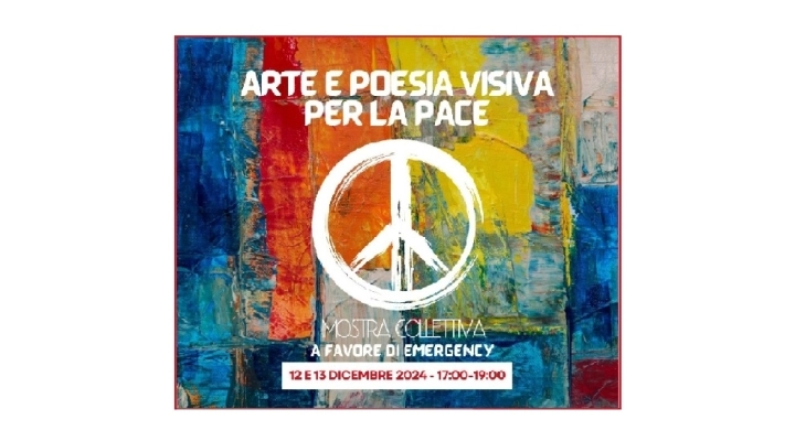 Arte e Poesia visiva per la Pace, mostra collettiva a favore di Emergency, Milano, 12 dicembre 2024. 