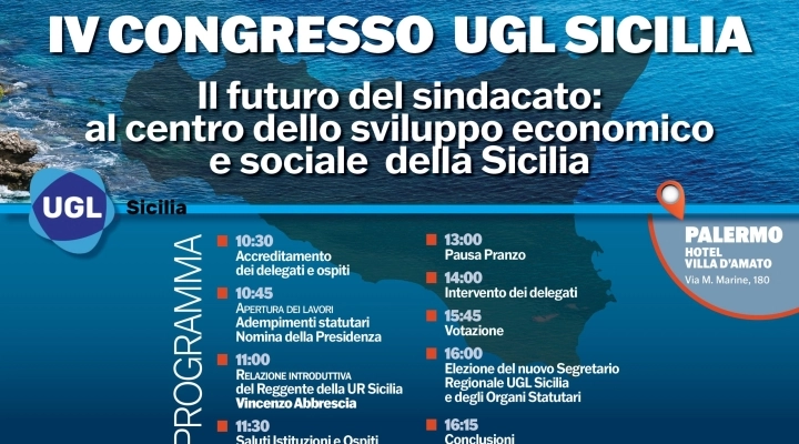 Oggi a Palermo IV congresso dell’UGL Sicilia