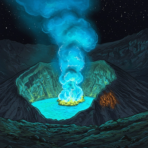 Il vulcano che sputa lava blu