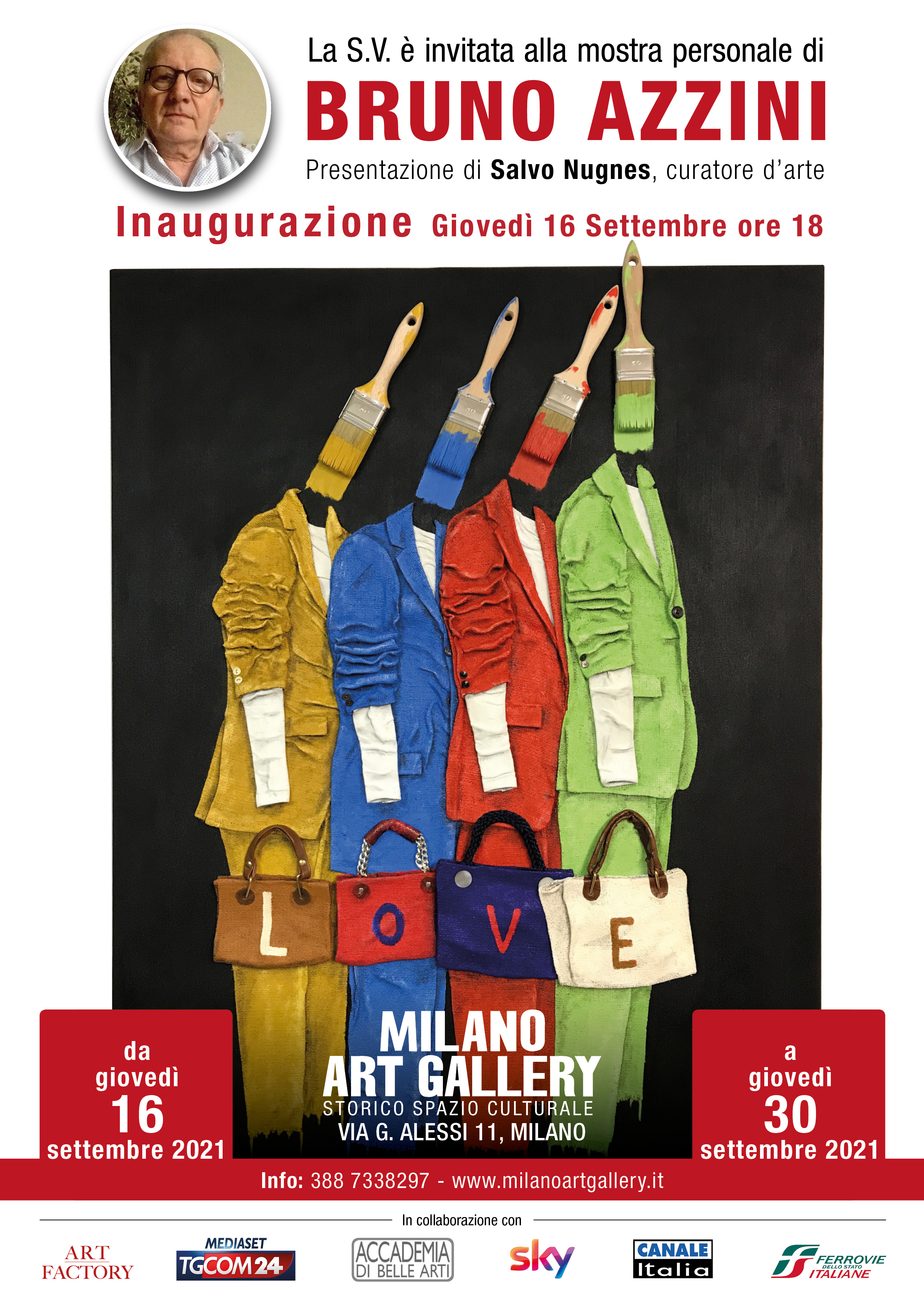 Bruno Azzini alla storica Milano Art Gallery con la sua mostra personale curata dal direttore Salvo Nugnes