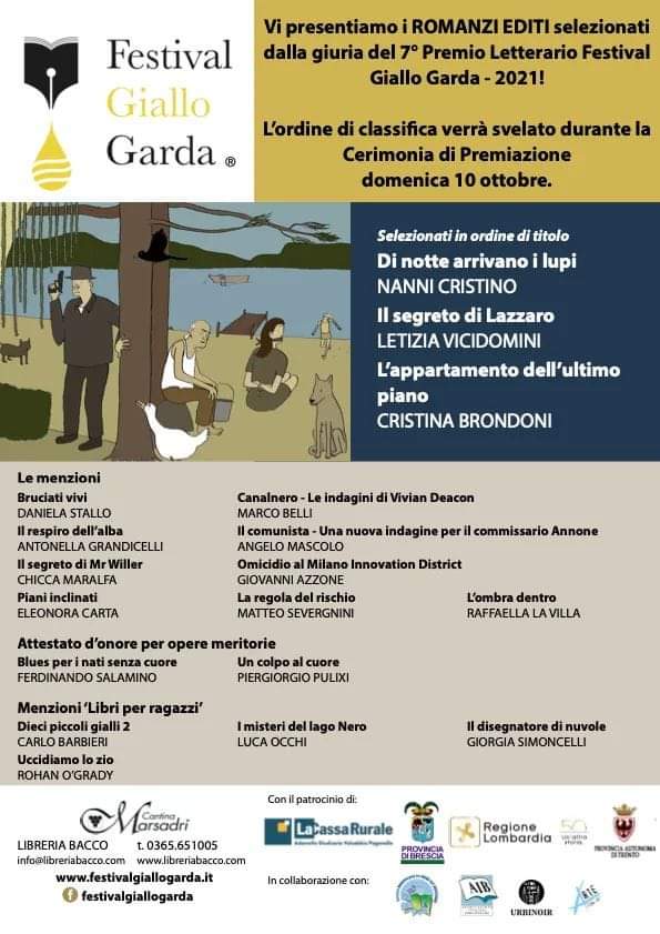 Festival Giallo Garda rende noti i selezionati per la finale del 9 e 10 ottobre 2021