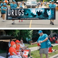 Alla parata del Canada Day i volontari di Drug-Free World informano i giovani sulla droga