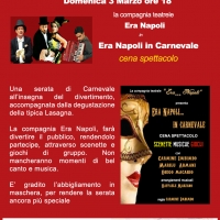 Spettacolo di Carnevale “Era Napoli… in Carnevale” con degustazione piatti tipici al teatro Lazzari Felici 
