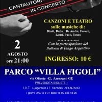 Cantautori in concerto con i Zena Singers a Parco Villa Figoli di Arenzano 
