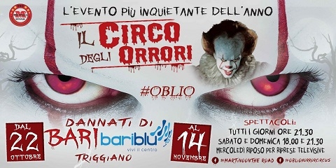 A Bari il tenebroso ed affascinante Oblio Horror Circus, lo show horror-thriller