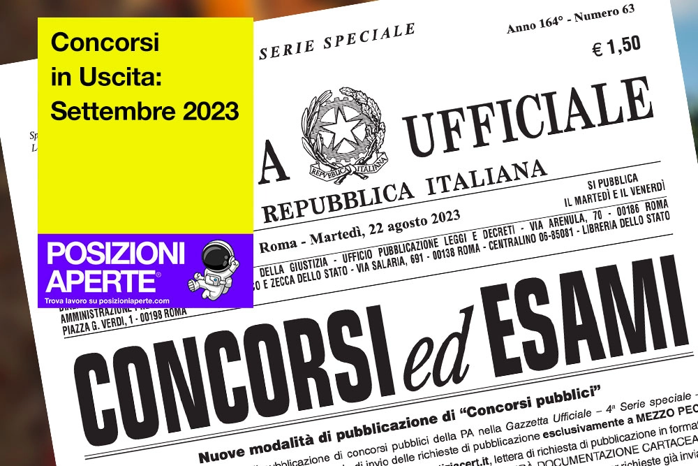 Concorsi in Uscita Settembre 2023 Lavoro e Formazione